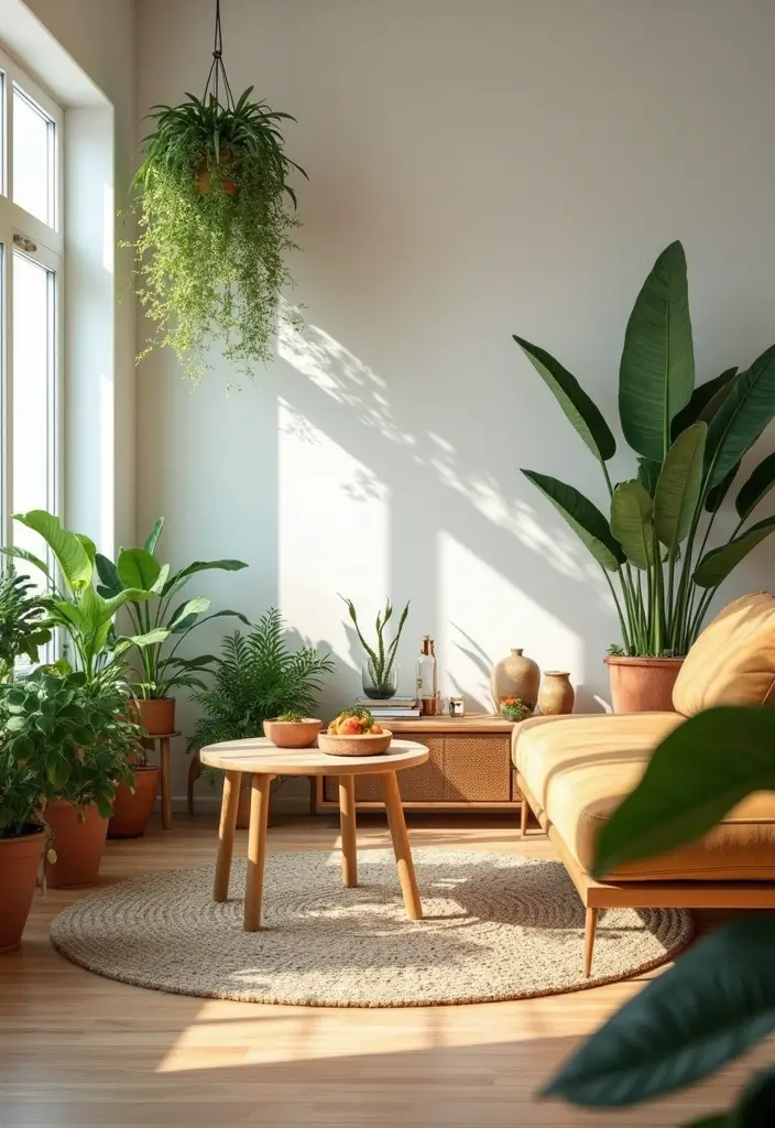 50 Creative Living Room Ideas for Apartments That Feel Spacious and Stylish - 8. Integrate Nature