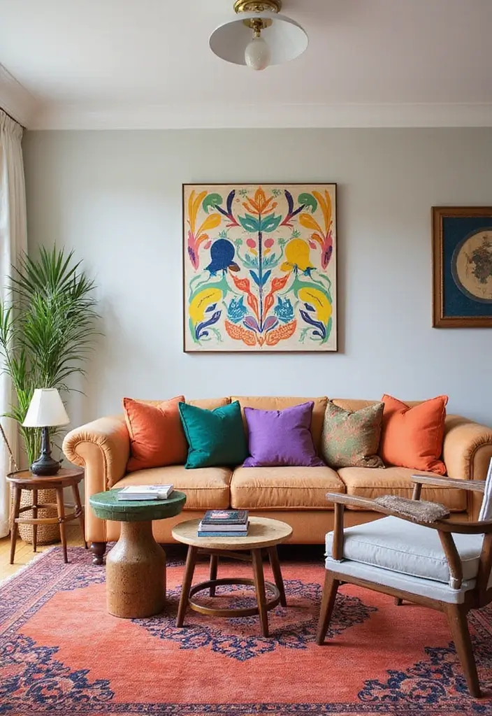 50 Creative Living Room Ideas for Apartments That Feel Spacious and Stylish - 9. Add Pops of Color