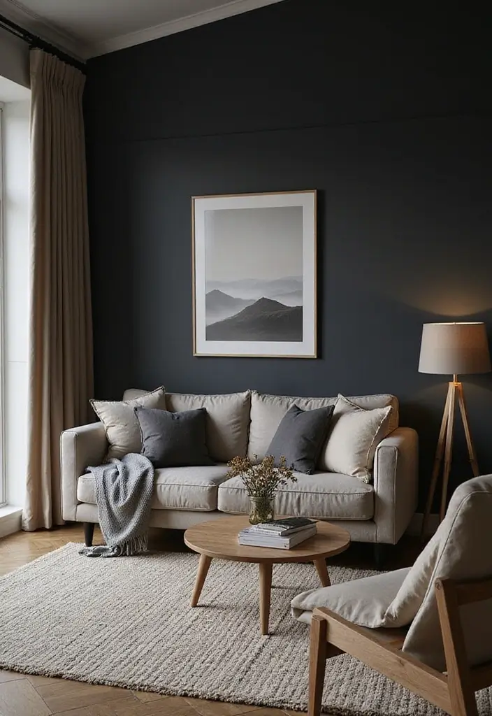 50 Dark Living Room Ideas That Feel Bold and Luxurious 21 50 Dark Living Room Ideas That Feel Bold and Luxurious - 19. Dark Scandinavian Style