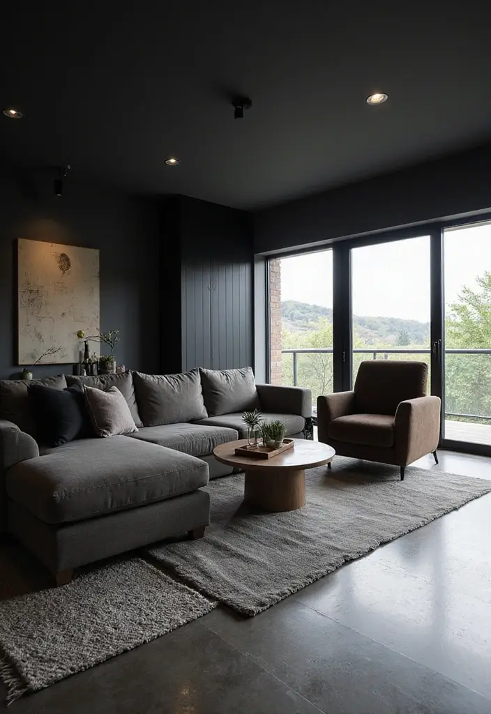 50 Dark Living Room Ideas That Feel Bold and Luxurious 33 50 Dark Living Room Ideas That Feel Bold and Luxurious - 31. Dark Open Concept