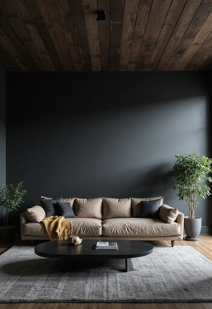 50 Dark Living Room Ideas That Feel Bold and Luxurious 40 50 Dark Living Room Ideas That Feel Bold and Luxurious - 36. Dark Textured Ceilings