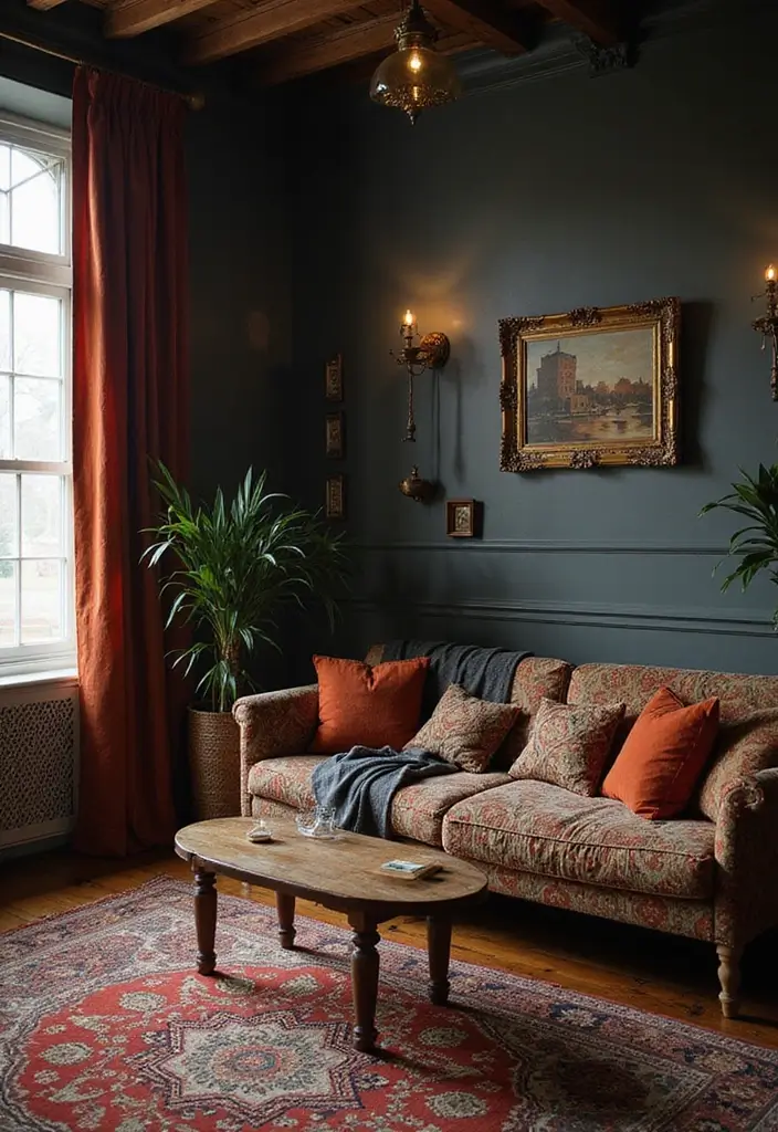 50 Dark Living Room Ideas That Feel Bold and Luxurious 43 50 Dark Living Room Ideas That Feel Bold and Luxurious - 39. Dark Global Influence