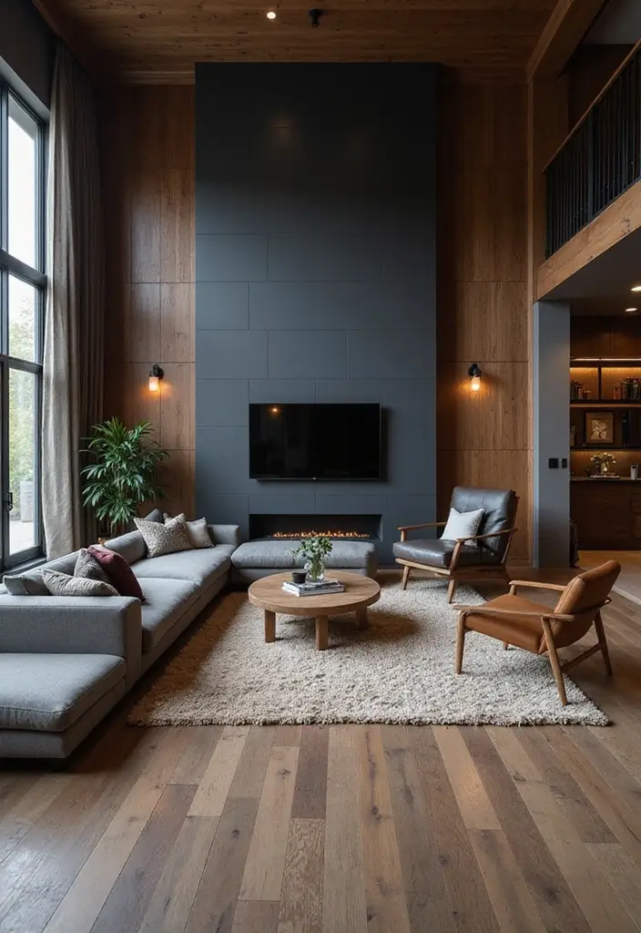 50 Dark Living Room Ideas That Feel Bold and Luxurious 48 50 Dark Living Room Ideas That Feel Bold and Luxurious - 44. Dark Modern Farmhouse