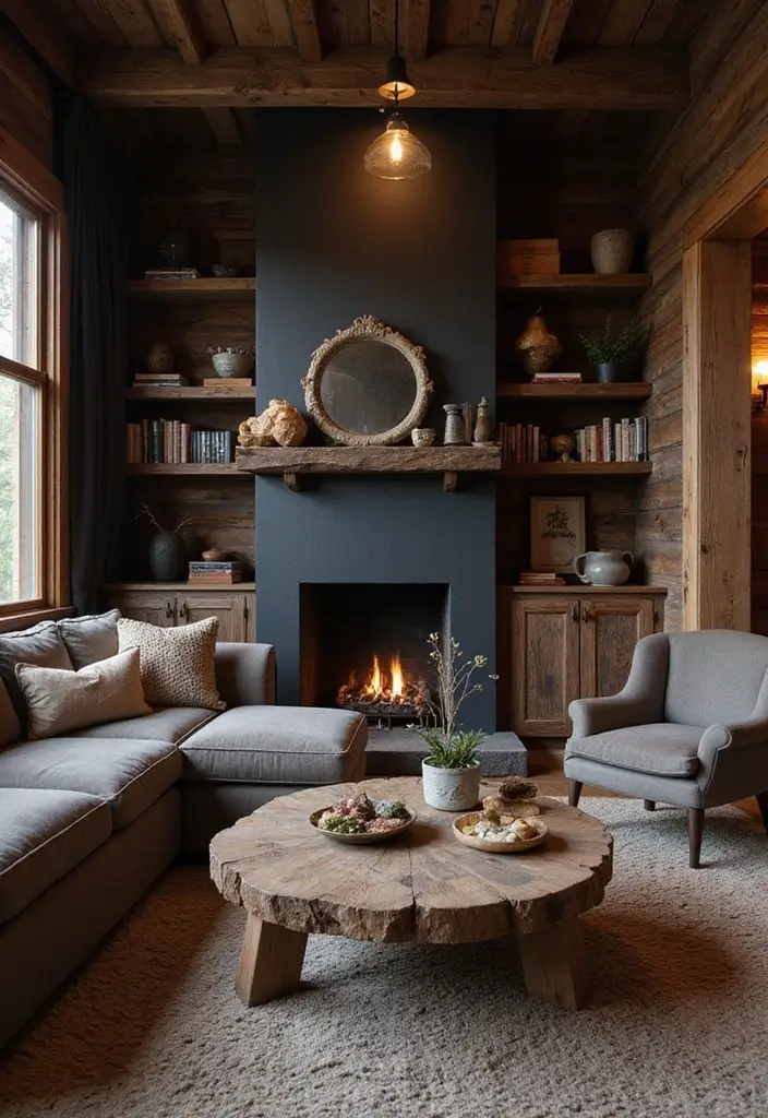 50 Dark Living Room Ideas That Feel Bold and Luxurious 8 50 Dark Living Room Ideas That Feel Bold and Luxurious - 8. Cozy Dark Cabin Chic