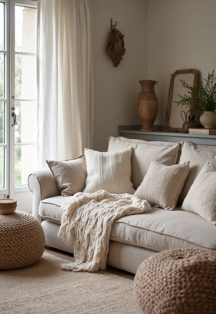 50 French Country Living Room Ideas Full of Rustic Charm and Elegance 3 50 French Country Living Room Ideas Full of Rustic Charm and Elegance - 3. Cozy Textiles for Warmth