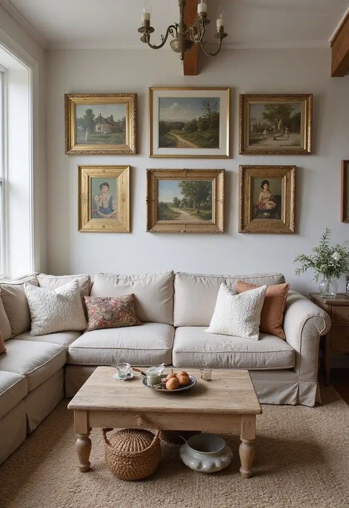 50 French Country Living Room Ideas Full of Rustic Charm and Elegance 37 50 French Country Living Room Ideas Full of Rustic Charm and Elegance - 35. Vintage-Inspired Artwork