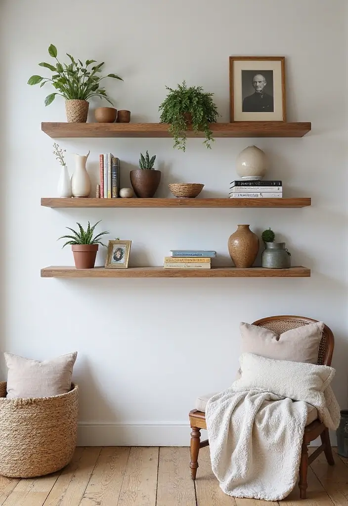 50 French Country Living Room Ideas Full of Rustic Charm and Elegance 43 50 French Country Living Room Ideas Full of Rustic Charm and Elegance - 39. Stylish Floating Shelves