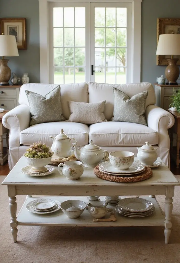 50 French Country Living Room Ideas Full of Rustic Charm and Elegance 46 50 French Country Living Room Ideas Full of Rustic Charm and Elegance - 42. Vintage-Inspired Tableware