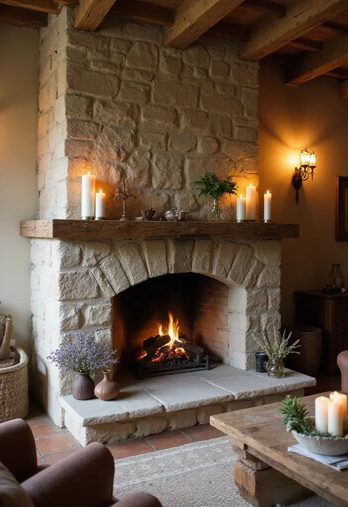 50 French Country Living Room Ideas Full of Rustic Charm and Elegance 7 50 French Country Living Room Ideas Full of Rustic Charm and Elegance - 7. Rustic Stone Fireplaces for a Cozy Centerpiece