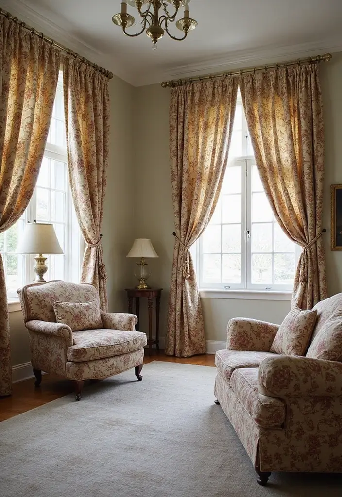 50 Gorgeous Curtain Ideas for Living Rooms That Transform the Look Instantly 11 50 Gorgeous Curtain Ideas for Living Rooms That Transform the Look Instantly - 11. Timeless Toile