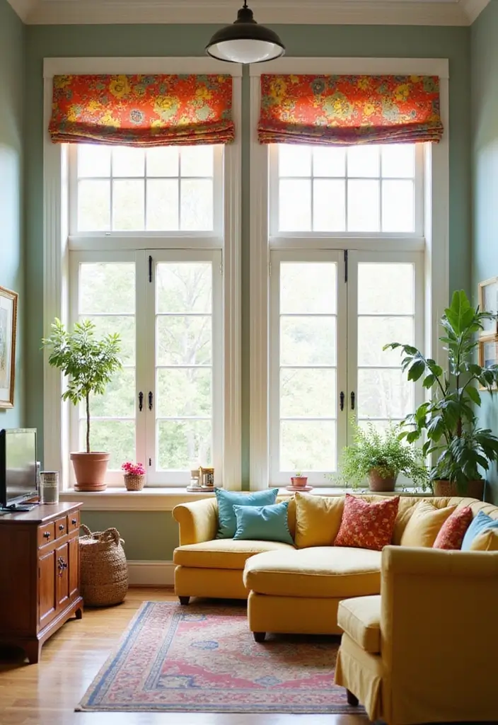 50 Gorgeous Curtain Ideas for Living Rooms That Transform the Look Instantly 14 50 Gorgeous Curtain Ideas for Living Rooms That Transform the Look Instantly - 14. Colorful Valances