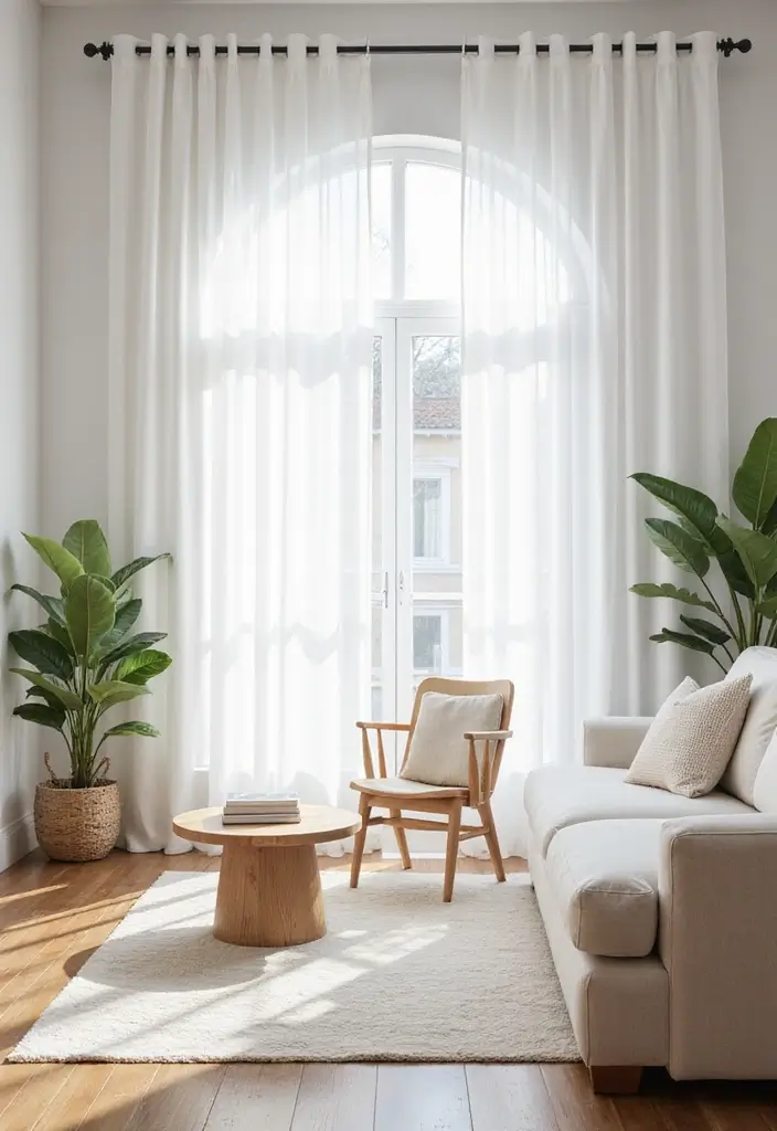 50 Gorgeous Curtain Ideas for Living Rooms That Transform the Look Instantly 18 50 Gorgeous Curtain Ideas for Living Rooms That Transform the Look Instantly - 18. Brightening Whites