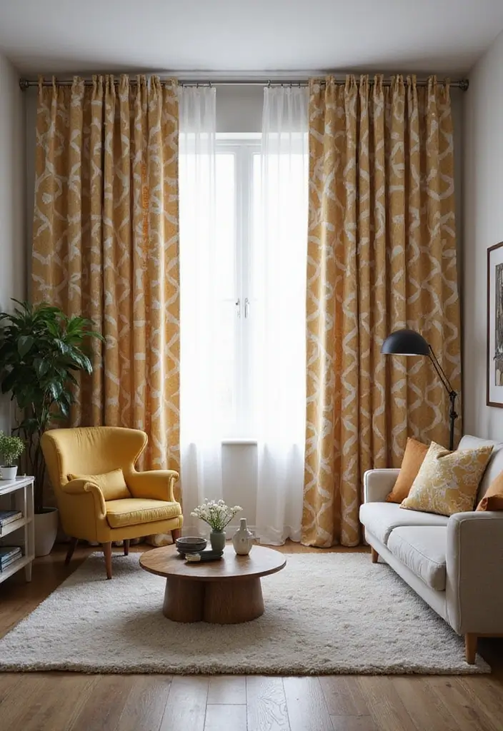 50 Gorgeous Curtain Ideas for Living Rooms That Transform the Look Instantly 24 50 Gorgeous Curtain Ideas for Living Rooms That Transform the Look Instantly - 22. Geometric Patterns