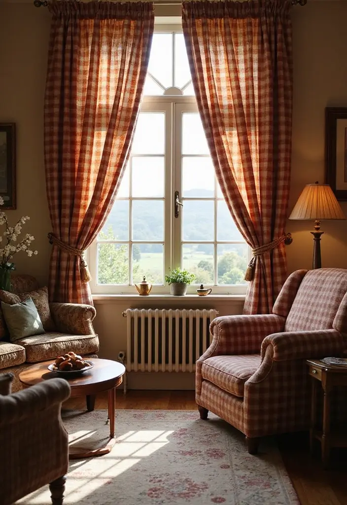 50 Gorgeous Curtain Ideas for Living Rooms That Transform the Look Instantly 26 50 Gorgeous Curtain Ideas for Living Rooms That Transform the Look Instantly - 24. Classic Checks