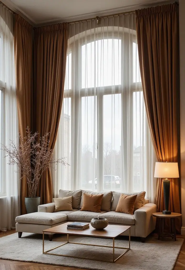 50 Gorgeous Curtain Ideas for Living Rooms That Transform the Look Instantly 30 50 Gorgeous Curtain Ideas for Living Rooms That Transform the Look Instantly - 28. Dramatic Floor-Length