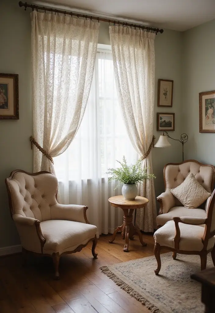 50 Gorgeous Curtain Ideas for Living Rooms That Transform the Look Instantly 31 50 Gorgeous Curtain Ideas for Living Rooms That Transform the Look Instantly - 29. Vintage Lace