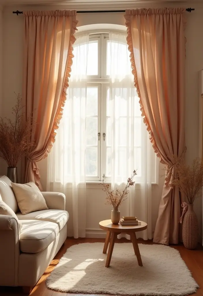 50 Gorgeous Curtain Ideas for Living Rooms That Transform the Look Instantly 33 50 Gorgeous Curtain Ideas for Living Rooms That Transform the Look Instantly - 31. Soft Ruffles