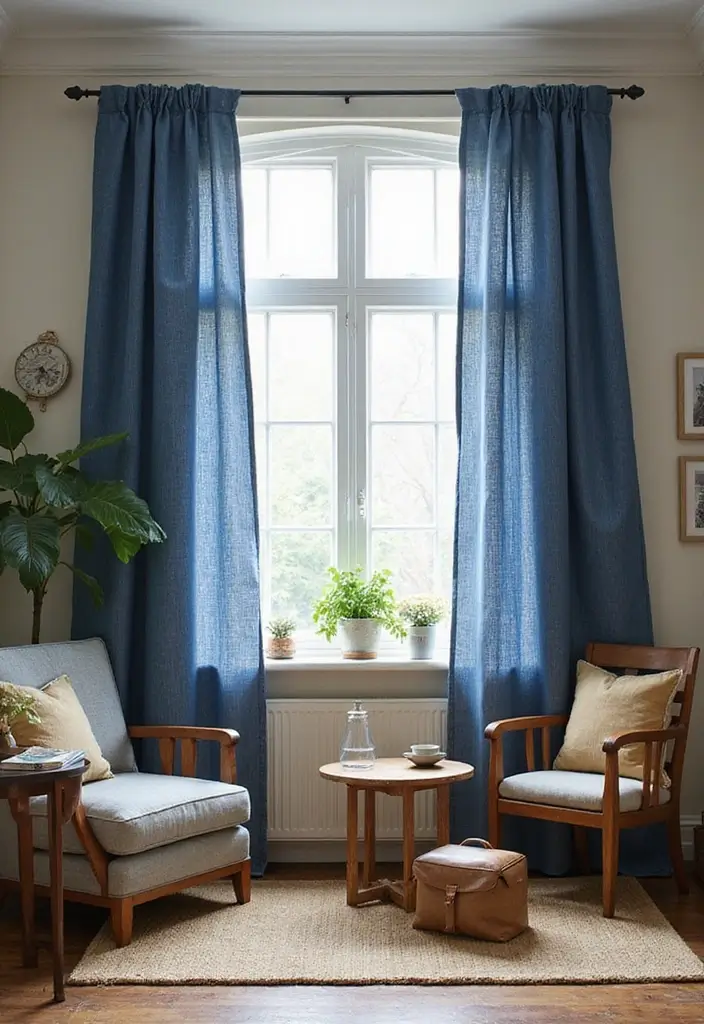 50 Gorgeous Curtain Ideas for Living Rooms That Transform the Look Instantly 37 50 Gorgeous Curtain Ideas for Living Rooms That Transform the Look Instantly - 35. Denim Curtains