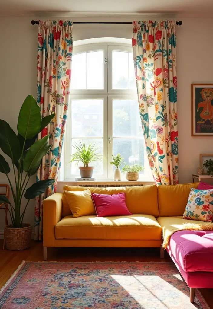 50 Gorgeous Curtain Ideas for Living Rooms That Transform the Look Instantly 46 50 Gorgeous Curtain Ideas for Living Rooms That Transform the Look Instantly - 42. Playful Patterns