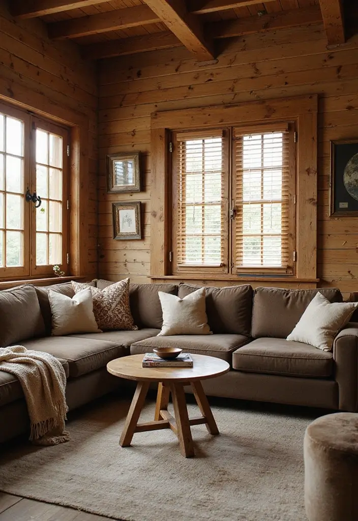 50 Gorgeous Curtain Ideas for Living Rooms That Transform the Look Instantly 5 50 Gorgeous Curtain Ideas for Living Rooms That Transform the Look Instantly - 5. Rustic Wooden Blinds