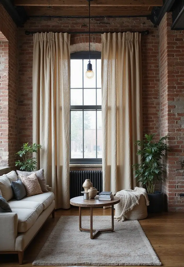 50 Gorgeous Curtain Ideas for Living Rooms That Transform the Look Instantly 7 50 Gorgeous Curtain Ideas for Living Rooms That Transform the Look Instantly - 7. Industrial Chic