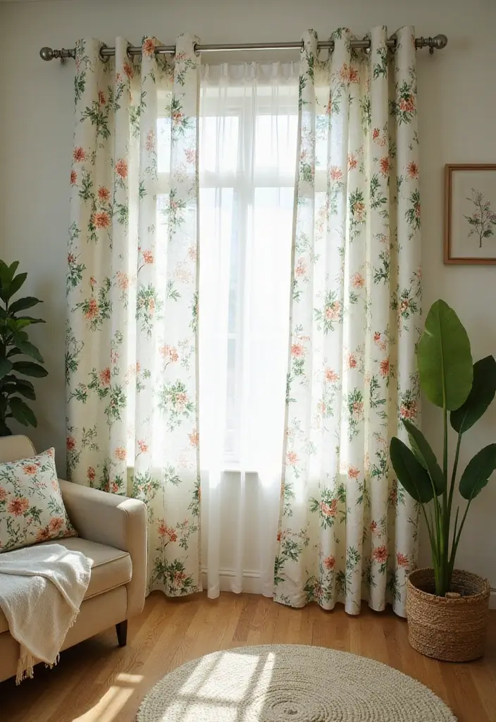 50 Gorgeous Curtain Ideas for Living Rooms That Transform the Look Instantly 9 50 Gorgeous Curtain Ideas for Living Rooms That Transform the Look Instantly - 9. Nature-Inspired Prints