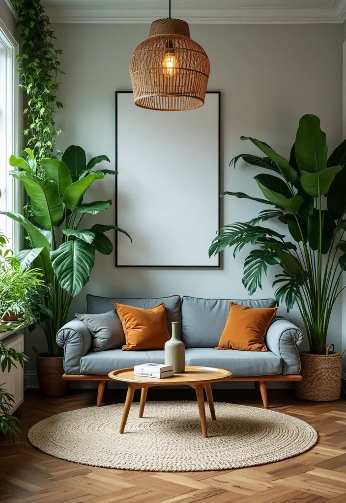 50 Gray Couch Living Room Ideas That Always Look Timeless 12 50 Gray Couch Living Room Ideas That Always Look Timeless - 12. Urban Jungle