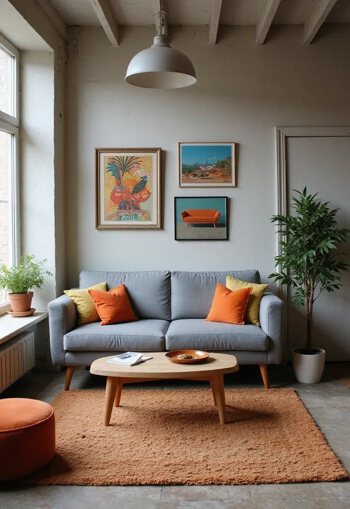 50 Gray Couch Living Room Ideas That Always Look Timeless 13 50 Gray Couch Living Room Ideas That Always Look Timeless - 13. Retro Revival