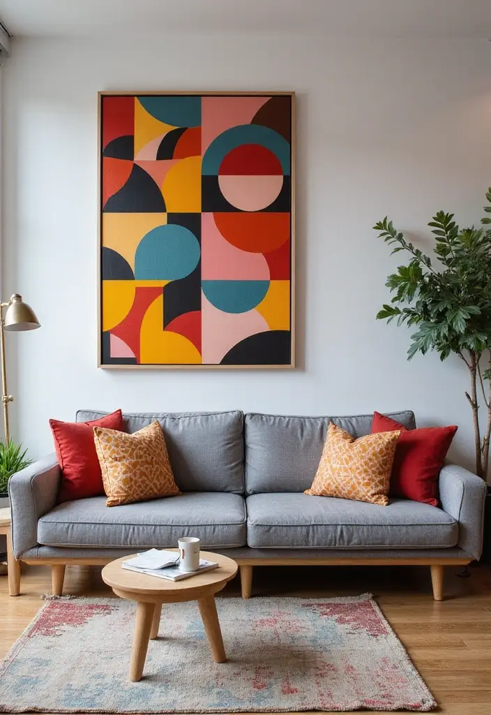 50 Gray Couch Living Room Ideas That Always Look Timeless 25 50 Gray Couch Living Room Ideas That Always Look Timeless - 23. Geometric Patterns
