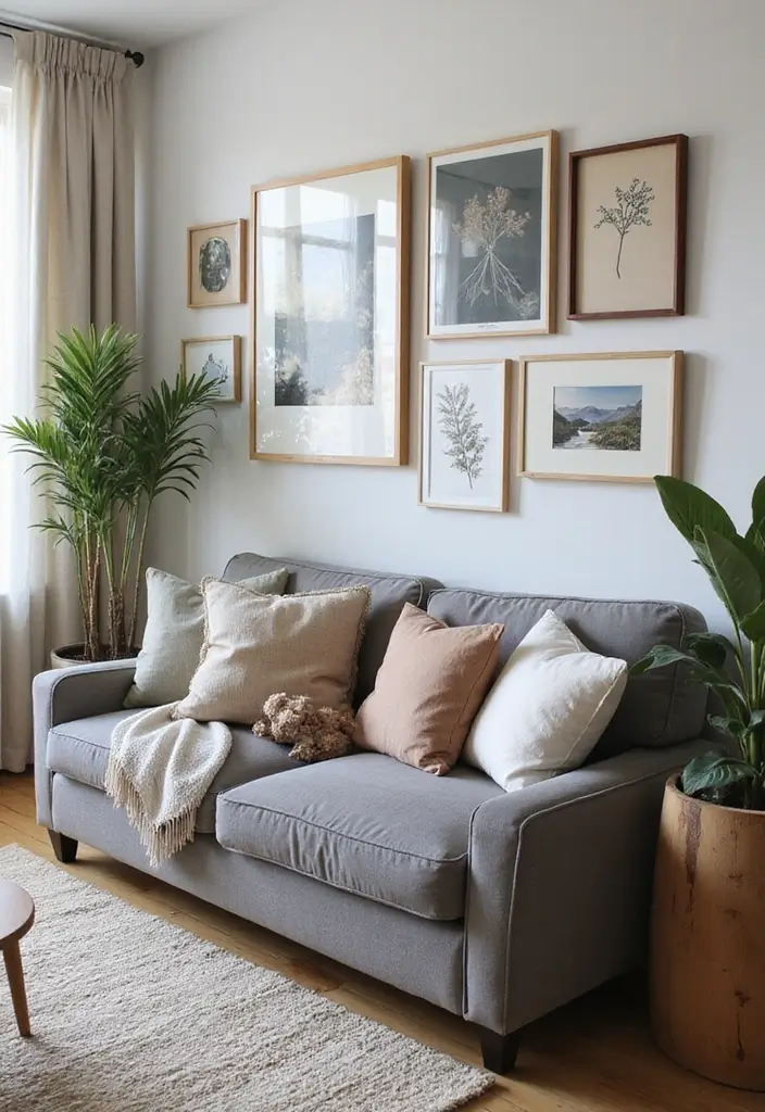 50 Gray Couch Living Room Ideas That Always Look Timeless 26 50 Gray Couch Living Room Ideas That Always Look Timeless - 24. Artistic Touches
