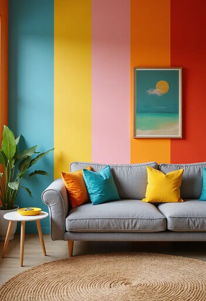 50 Gray Couch Living Room Ideas That Always Look Timeless 27 50 Gray Couch Living Room Ideas That Always Look Timeless - 25. Bright Wall Colors