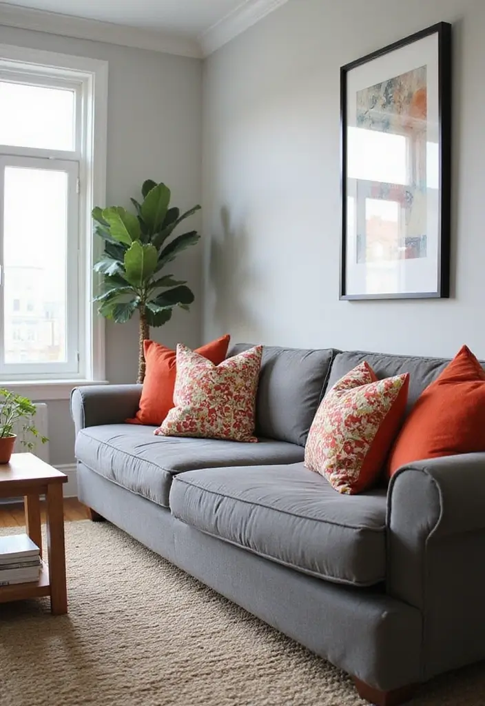 50 Gray Couch Living Room Ideas That Always Look Timeless 29 50 Gray Couch Living Room Ideas That Always Look Timeless - 27. Throw Pillows Galore