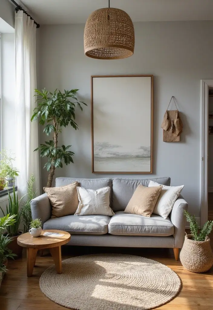 50 Gray Couch Living Room Ideas That Always Look Timeless 32 50 Gray Couch Living Room Ideas That Always Look Timeless - 30. Incorporate Natural Elements