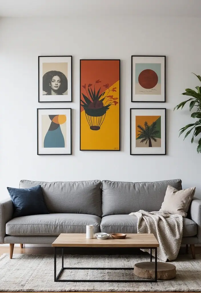 50 Gray Couch Living Room Ideas That Always Look Timeless 43 50 Gray Couch Living Room Ideas That Always Look Timeless - 39. Bold Artwork