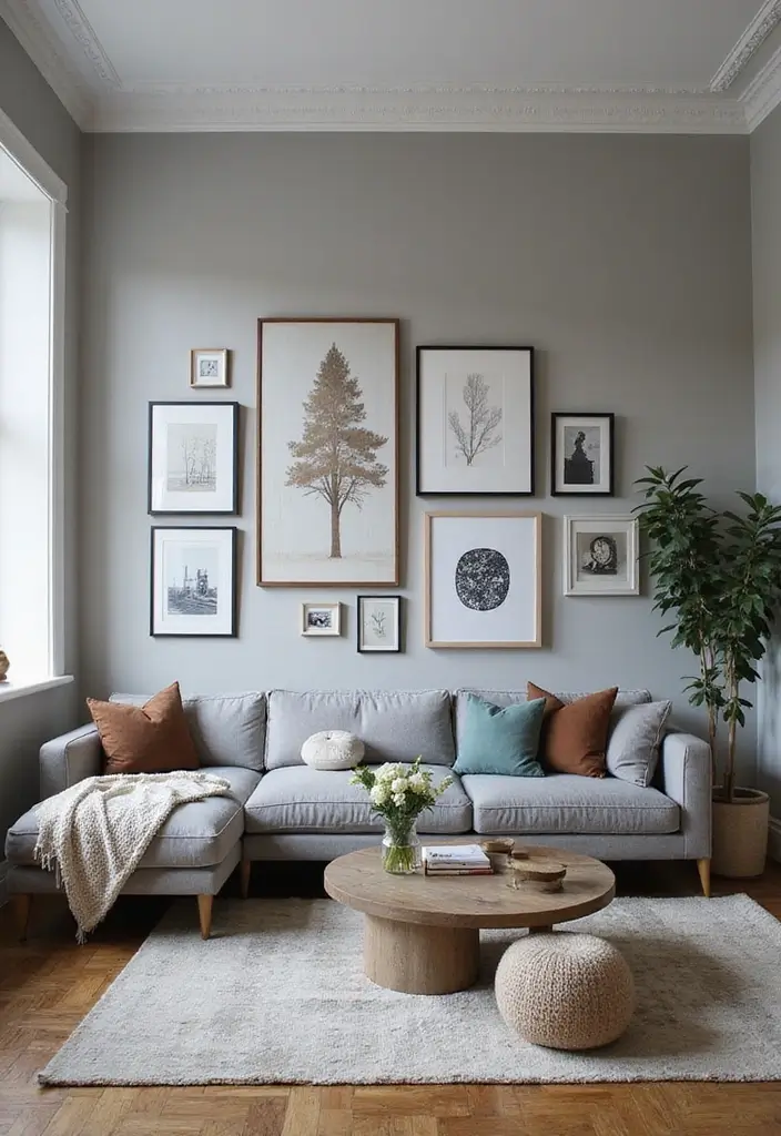 50 Gray Living Room Ideas That Feel Timeless and Elegant 10 50 Gray Living Room Ideas That Feel Timeless and Elegant - 10. Gray with Artistic Touches
