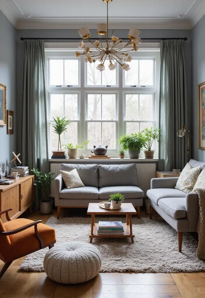50 Gray Living Room Ideas That Feel Timeless and Elegant 13 50 Gray Living Room Ideas That Feel Timeless and Elegant - 13. Gray with Eclectic Accents