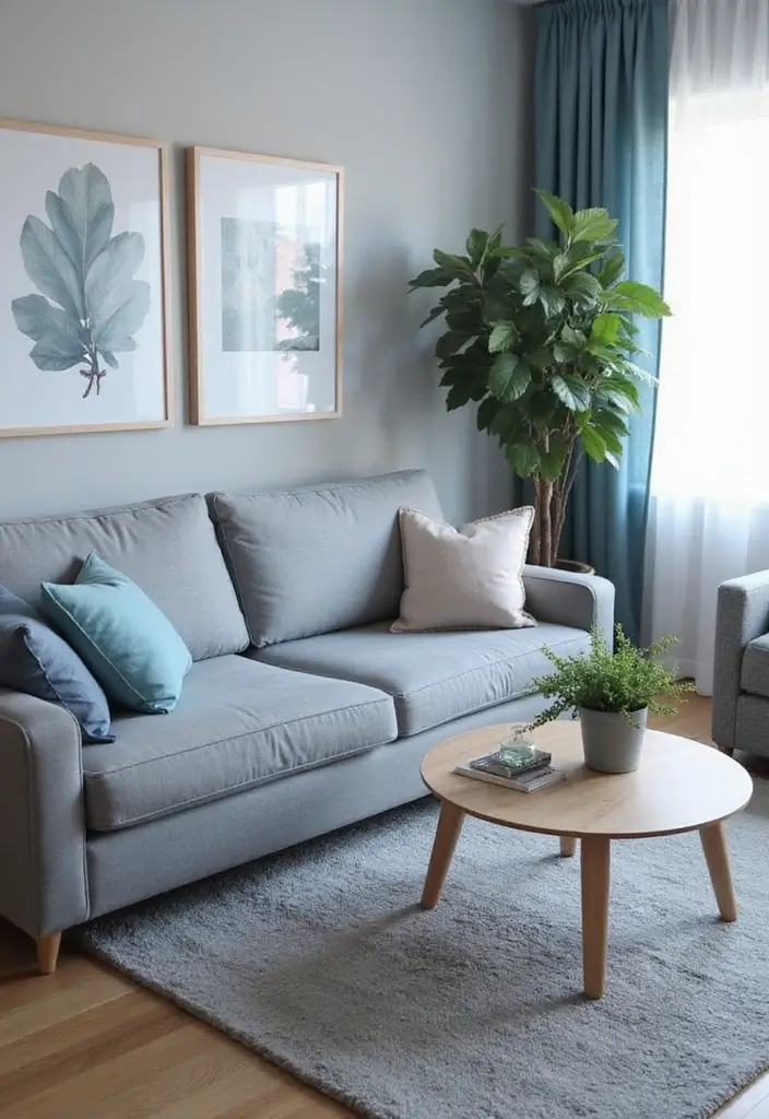 50 Gray Living Room Ideas That Feel Timeless and Elegant 17 50 Gray Living Room Ideas That Feel Timeless and Elegant - 17. Gray and Blue: A Soothing Pair