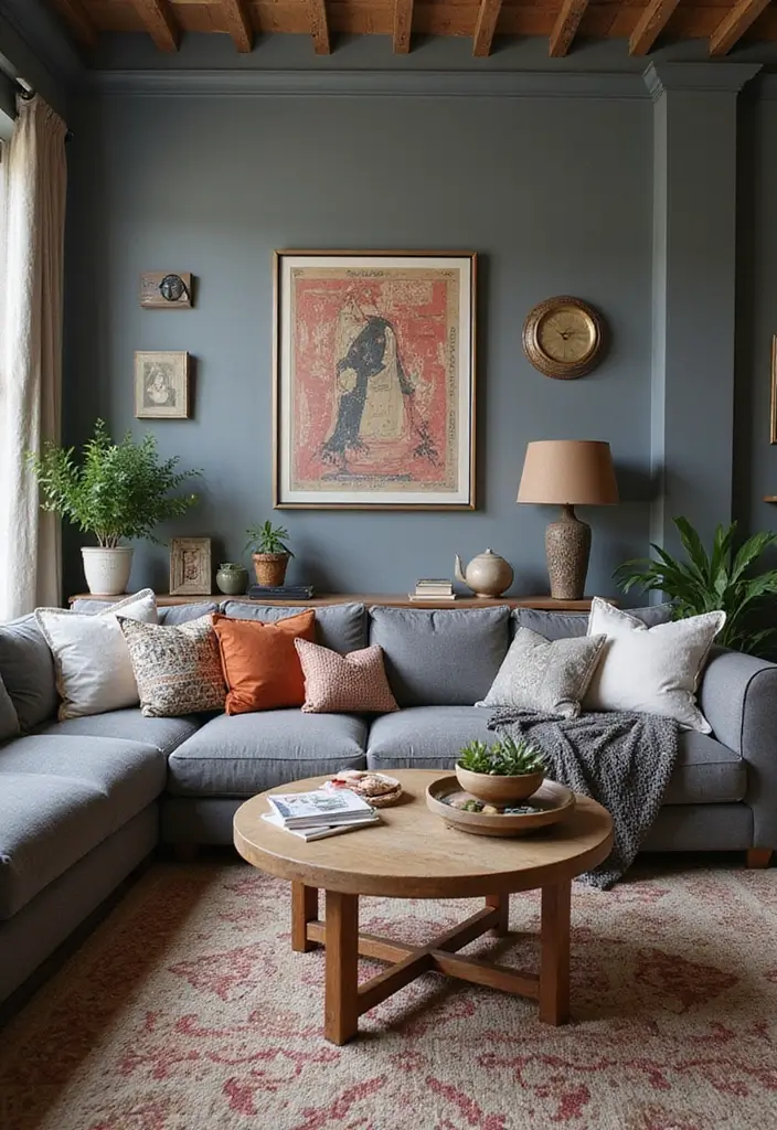 50 Gray Living Room Ideas That Feel Timeless and Elegant 21 50 Gray Living Room Ideas That Feel Timeless and Elegant - 19. Gray with Cultural Inspirations