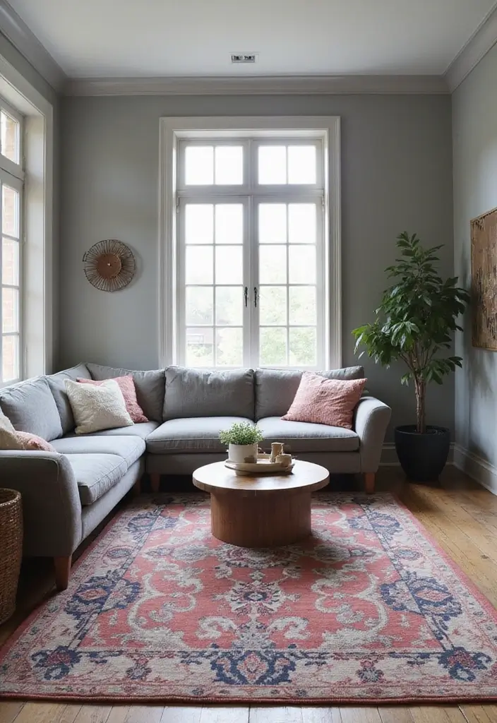 50 Gray Living Room Ideas That Feel Timeless and Elegant 35 50 Gray Living Room Ideas That Feel Timeless and Elegant - 33. Gray with Statement Rugs