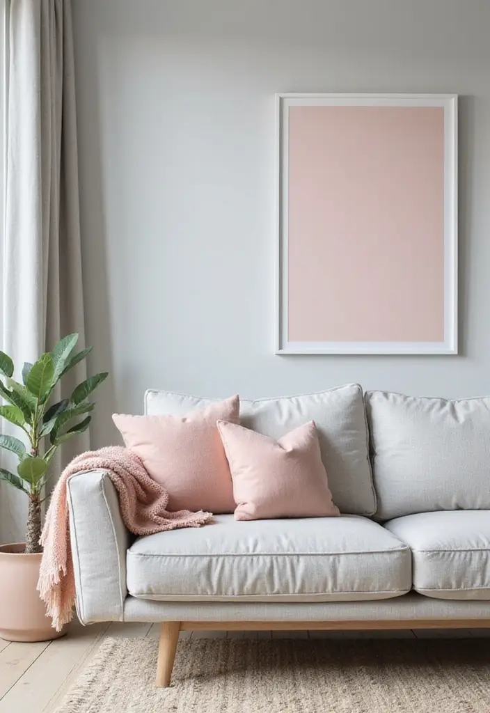 50 Gray Living Room Ideas That Feel Timeless and Elegant 8 50 Gray Living Room Ideas That Feel Timeless and Elegant - 8. Gray and Pastel Accents
