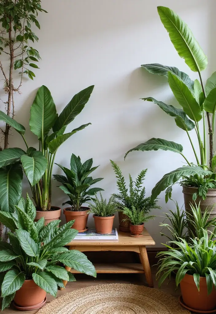 50 Green Wall Living Room Ideas That Refresh Any Space Instantly 29 50 Green Wall Living Room Ideas That Refresh Any Space Instantly - 27. Eclectic Plant Mix