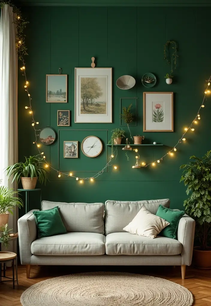 50 Green Wall Living Room Ideas That Refresh Any Space Instantly 33 50 Green Wall Living Room Ideas That Refresh Any Space Instantly - 31. Green Wall with Decorative Accessories