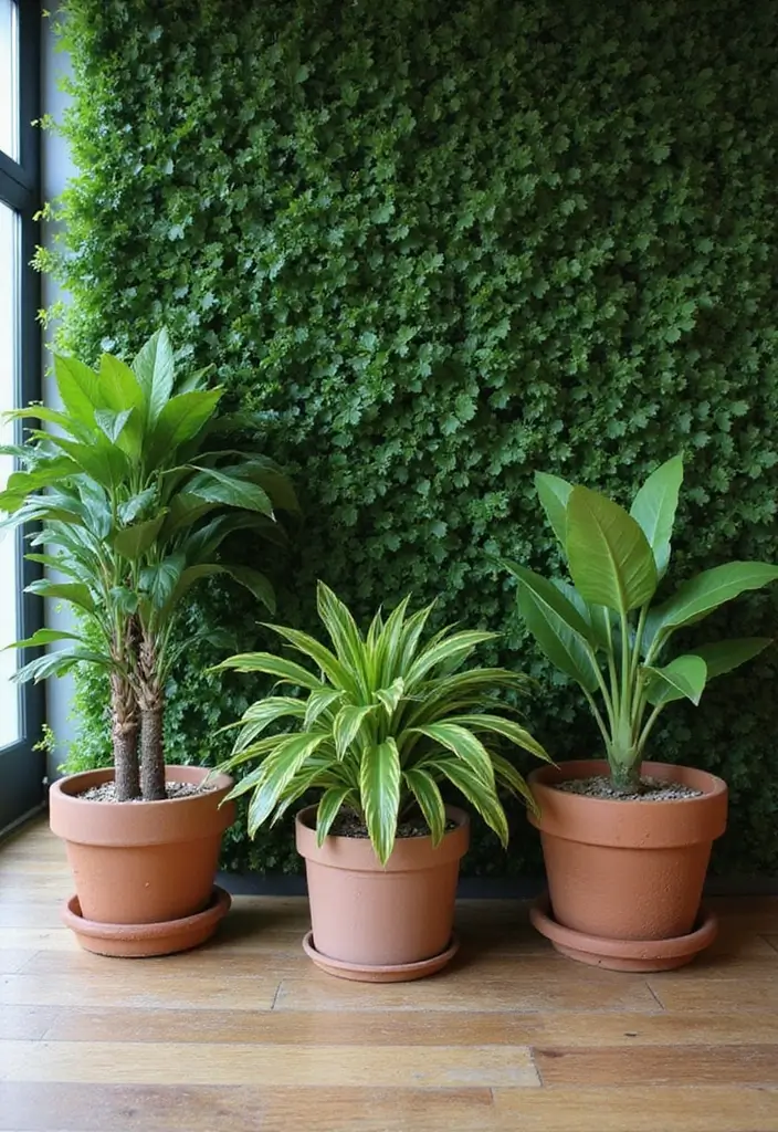 50 Green Wall Living Room Ideas That Refresh Any Space Instantly 34 50 Green Wall Living Room Ideas That Refresh Any Space Instantly - 32. Green Walls with Statement Pots