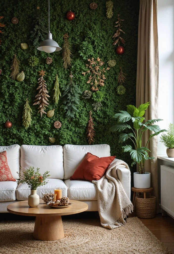 50 Green Wall Living Room Ideas That Refresh Any Space Instantly 36 50 Green Wall Living Room Ideas That Refresh Any Space Instantly - 34. Seasonal Decor for Green Walls
