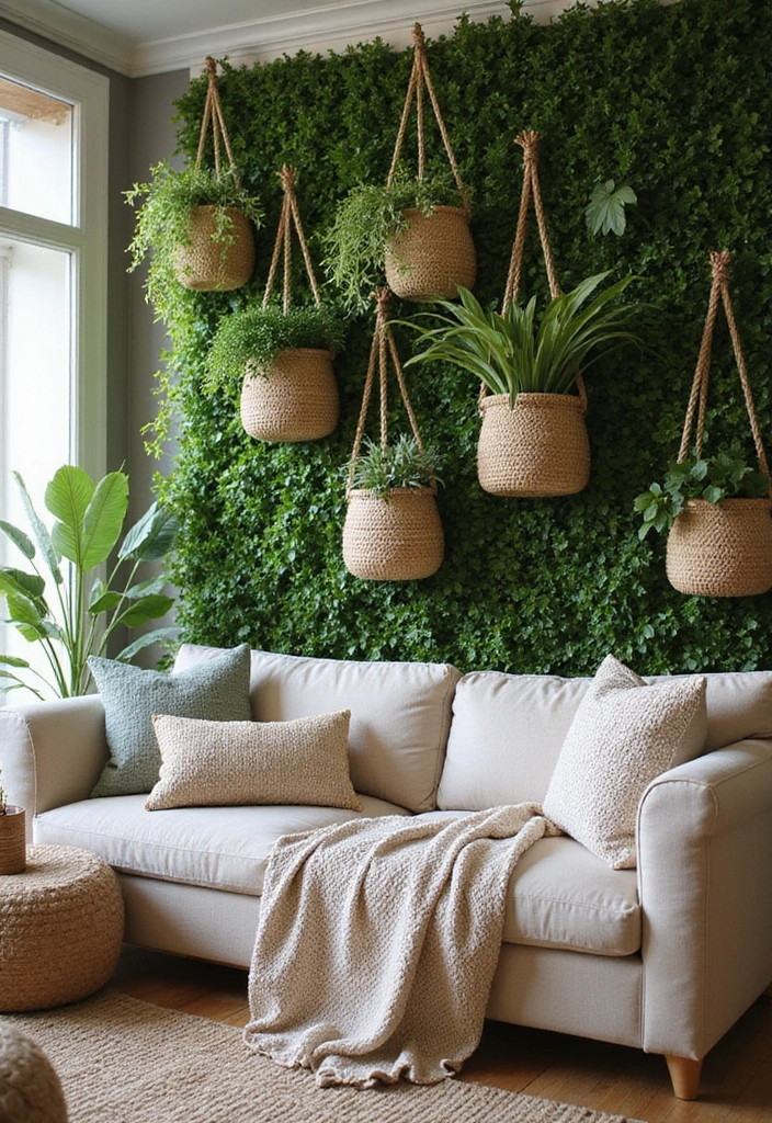 50 Green Wall Living Room Ideas That Refresh Any Space Instantly 53 50 Green Wall Living Room Ideas That Refresh Any Space Instantly - 49. Integrating Natural Fibers