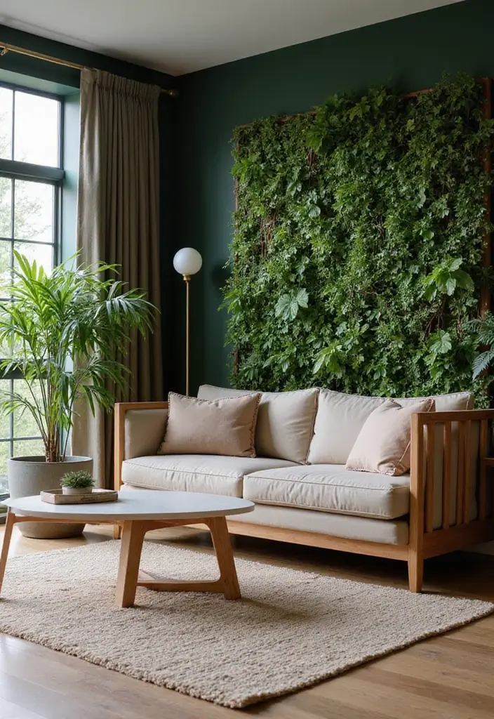 50 Green Wall Living Room Ideas That Refresh Any Space Instantly 7 50 Green Wall Living Room Ideas That Refresh Any Space Instantly - 7. Biophilic Design Elements