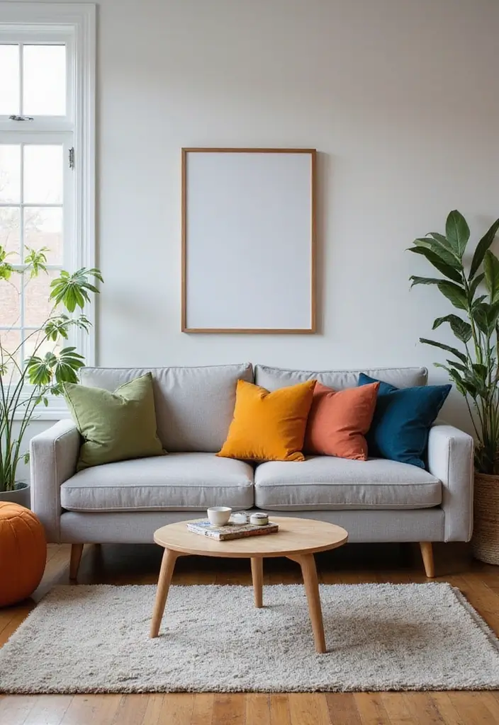 50 Grey Living Room Ideas That Never Go Out of Style - 12. Grey Sofa and Statement Pillows