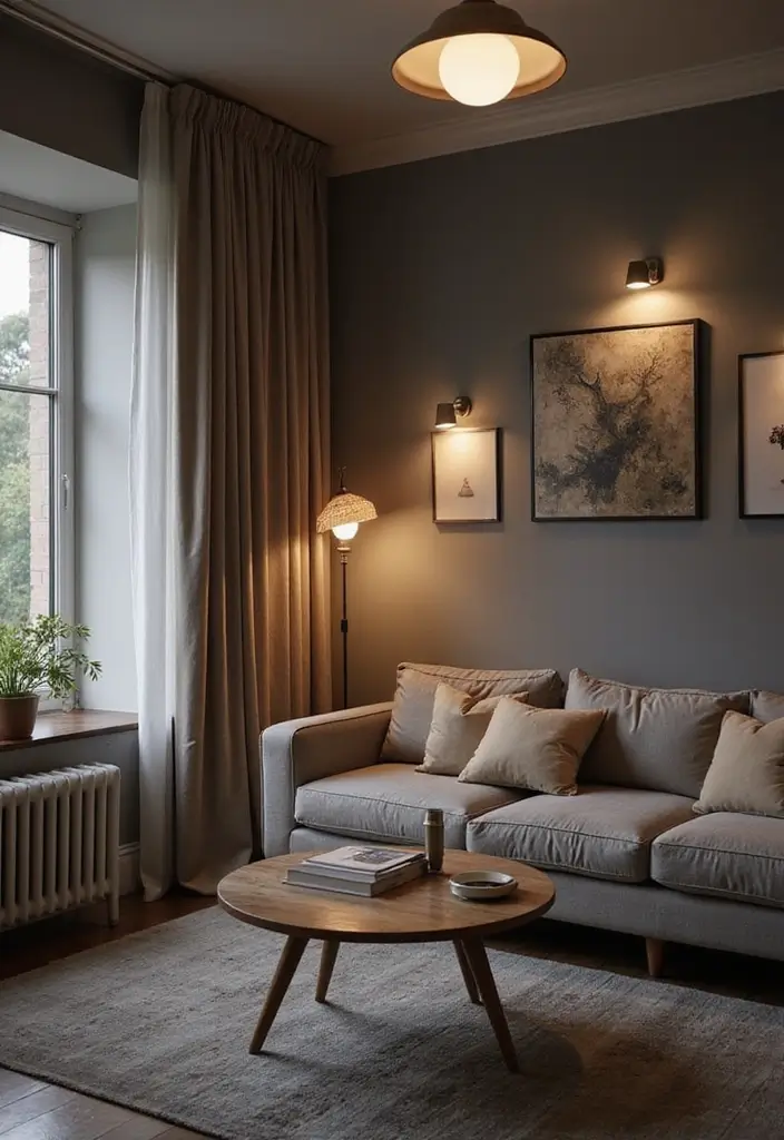 50 Grey Living Room Ideas That Never Go Out of Style - 15. Accent Lighting for Grey Spaces