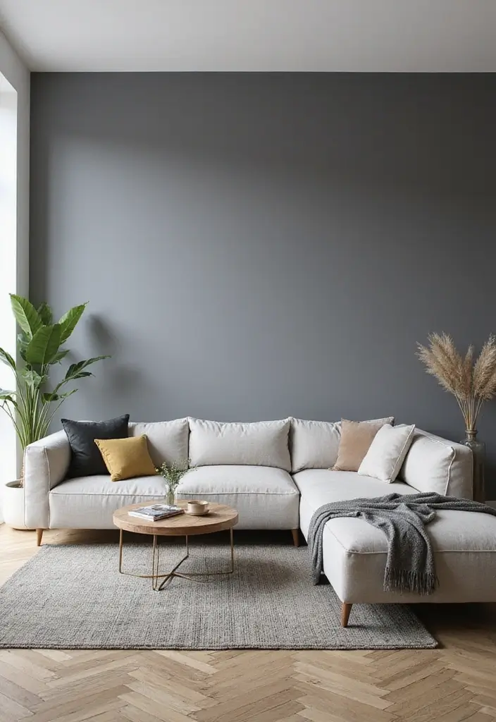 50 Grey Living Room Ideas That Never Go Out of Style - 18. Grey Accent Walls: Stylish Focal Points