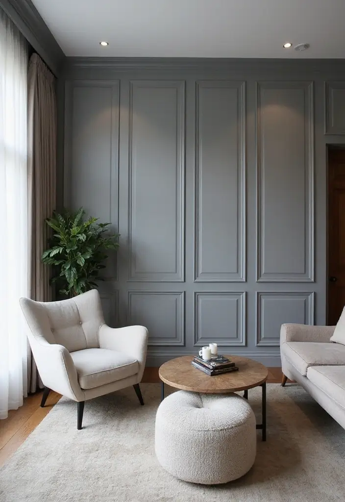 50 Grey Living Room Ideas That Never Go Out of Style - 20. Grey Paneling: Adding Character